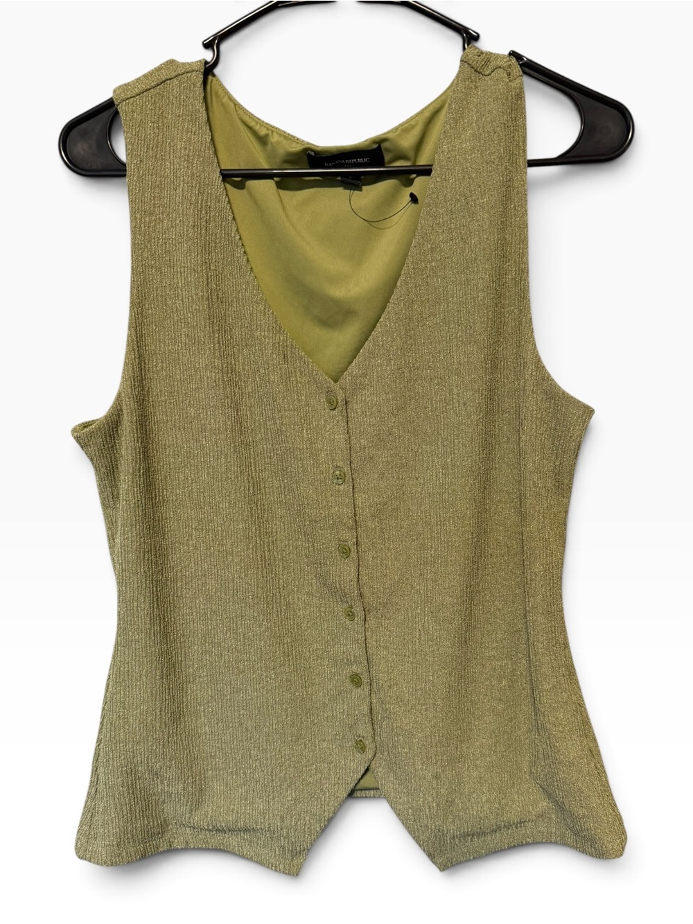 Banana Republic Olive V-Neck Button Tank